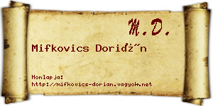 Mifkovics Dorián névjegykártya